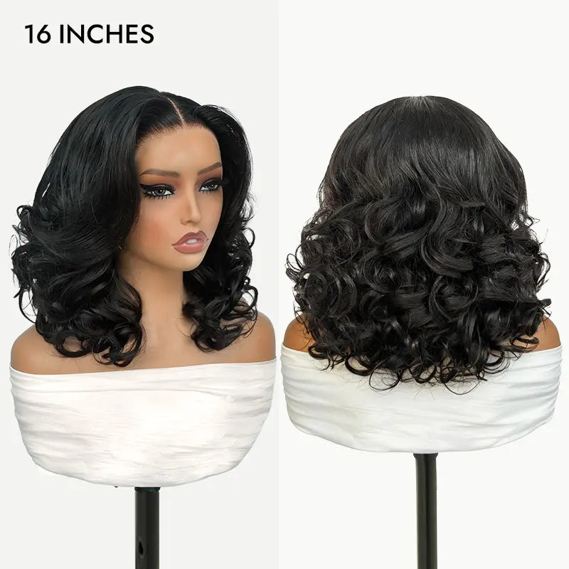 [Spring Musts] Wiggins Hair Ocean Wave Glueless Wig Pre-Cut 13X4 HD Lace Front Wig Human Hair Face Framing Curtain Bangs Wig Natural Hairline Pre-Bleached Invisible Knots