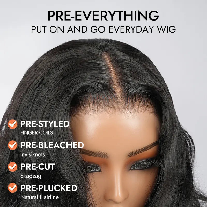 [Spring Musts] Wiggins Hair Ocean Wave Glueless Wig Pre-Cut 13X4 HD Lace Front Wig Human Hair Face Framing Curtain Bangs Wig Natural Hairline Pre-Bleached Invisible Knots