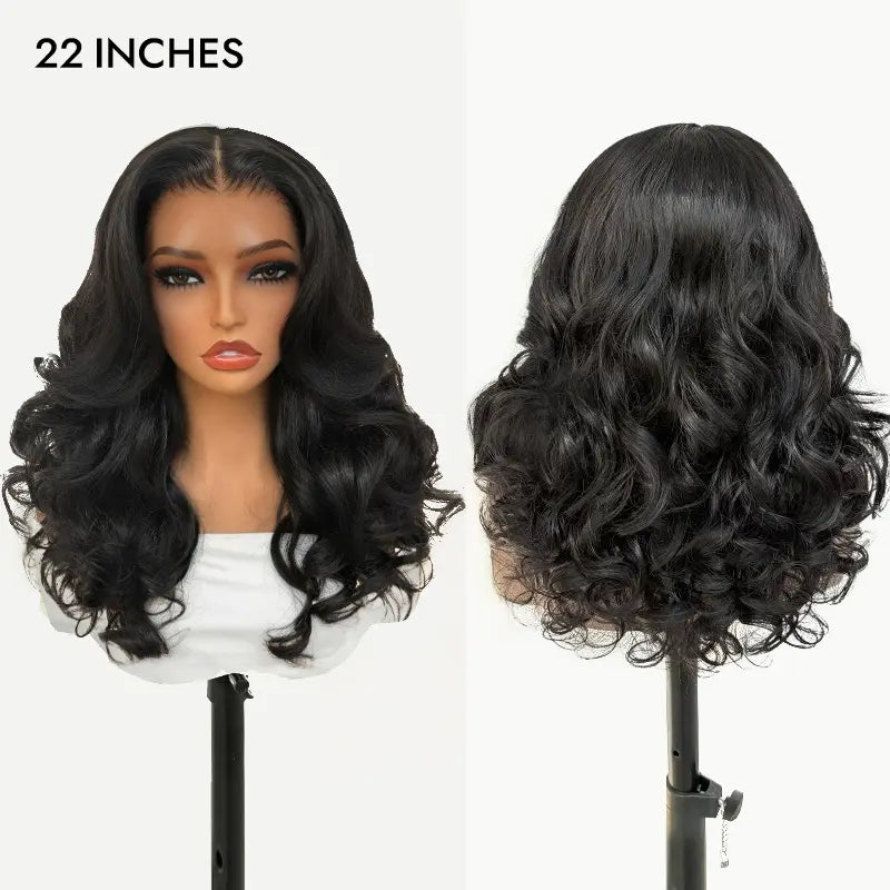 [Spring Musts] Wiggins Hair Ocean Wave Glueless Wig Pre-Cut 13X4 HD Lace Front Wig Human Hair Face Framing Curtain Bangs Wig Natural Hairline Pre-Bleached Invisible Knots
